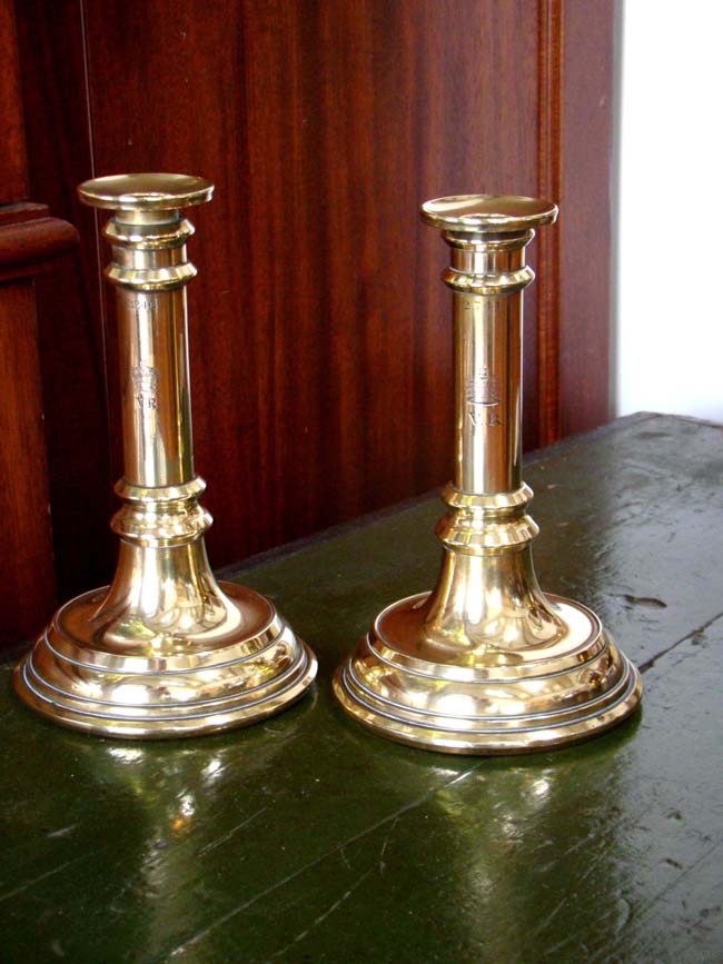 A fine pair of Britsh Army 'Cavalry' Campaign style Candlesticks circa 1860 — image 4